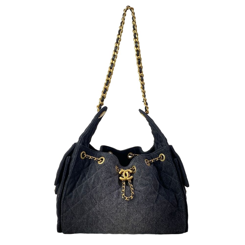 Chanel 25 small handbag Shoulder Bag Black Dark Gray